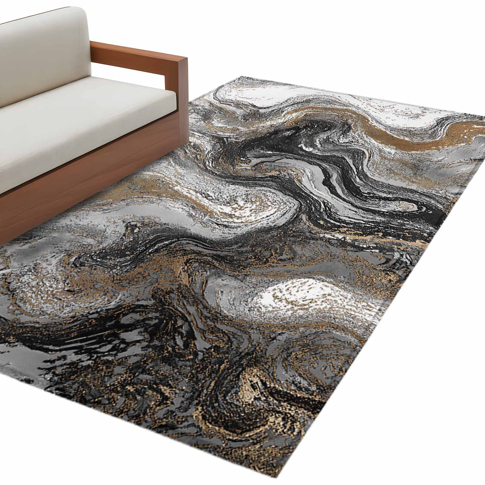 Muttled Rug Black Marble Large Area Rugs for Bedroom Living Room, Soft Non Slip ...