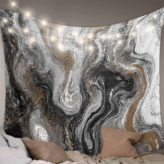 Black Marble Large Tapestry for Bedroom Wall Hanging Tapestry, Retro Chic Abstract Mottled Texture Art Ceiling Backdrop Tapestries Poster Blanket Wall Decor for Teens Room Living Room Dorm 85" x 90"