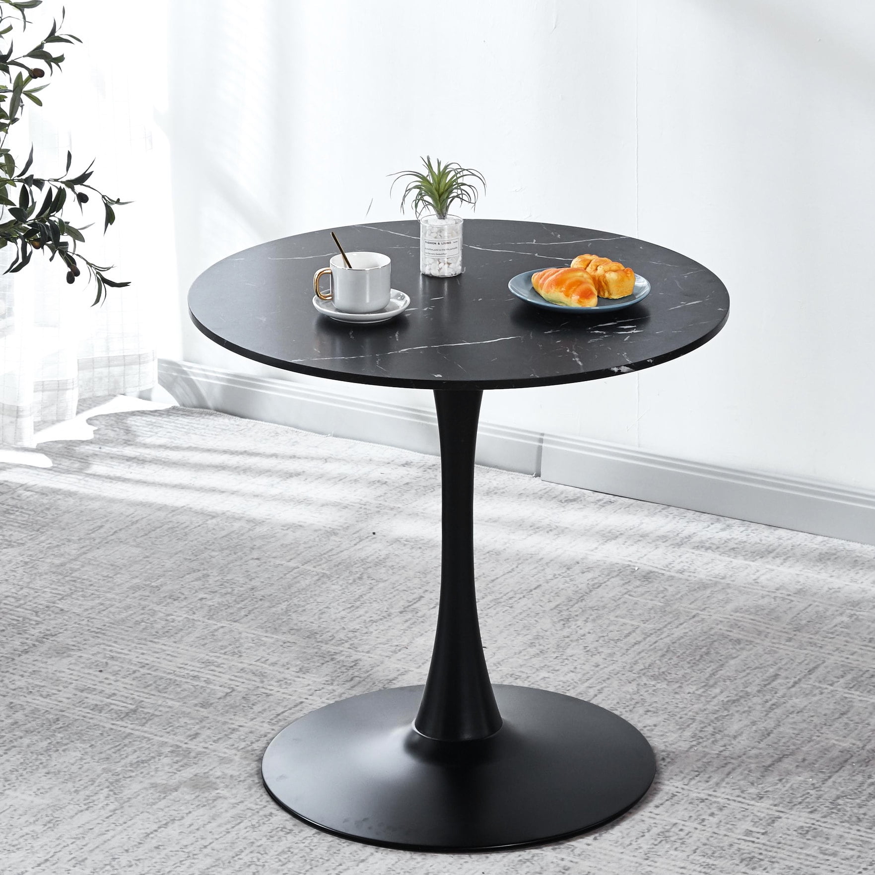 Black Marble MDF Top Table - Used in Kitchen, Quick Assembly - Walmart.com
