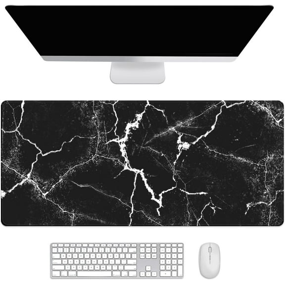 Black Marble Marble Desk Mat, Desk Accessory, Cute Workspace, Trendy Workspace, Trendy, 35.4x15.7in Large Gaming Mouse Pad, Cute Desk Topper, Pretty Desk Pad