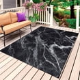 thumbnail image 1 of Black Marble Outdoor Rug 5x7 Ft, Non Slip Washable Area Rug, Vintage Minimalism White Abstract Texture Patio Rugs Carpet Runner, Large Floor Mat for Indoor/Outdoor Deck Porch Camping, 1 of 8