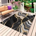 thumbnail image 1 of Black Marble Outdoor Rug for Patio/Deck/Porch, Non-Slip Large Area Rug 3 x 5 Ft, Grey Gold Texture Vintage Farmhouse Art Indoor Outdoor Rugs Washable Area Rugs, Reversible Camping Rug Carpet Runner, 1 of 8