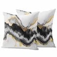 thumbnail image 1 of Black Marble Outdoor Waterproof Pillow Covers, Modern Gradient Abstract Waves Texture Decorative Square Throw Pillowcase Sofa Cushion Sham for Patio/Couch/Chair, 16"x16" 2 Pack, 1 of 8