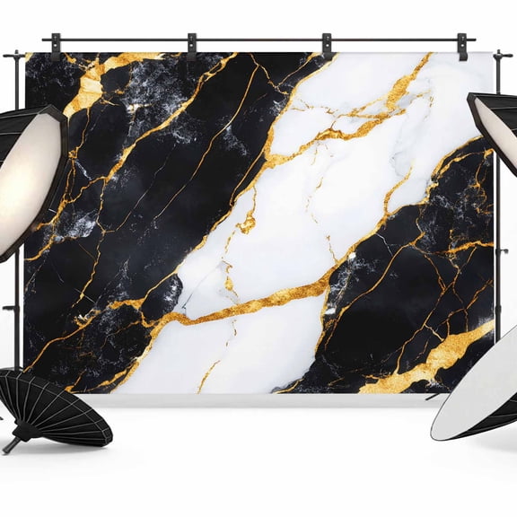 Black Marble Photography Backdrop 7x5FT, Gold Foil Modern Photo Backdrops, Background for Photography Studio Photo Studio Background, Back Drop for Photoshoot