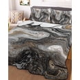 thumbnail image 1 of Black Marble Queen Size Down Alternative Comforter, Lightweight Comforter Quilt Bedding Set with Pillow Shams Retro Chic Abstract Mottled Texture Art All Seasons Bed Comforter Duvet Insert 90"x96", 1 of 7