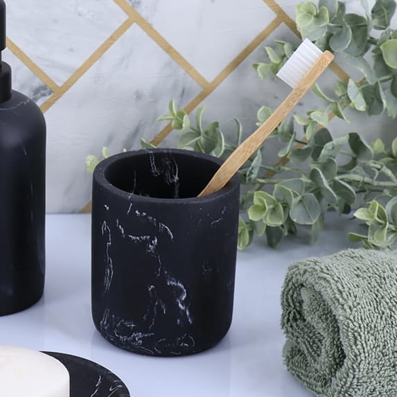 Evideco French Home Goods New Marble Black Tumbler Only Modern Hollywood Regency Toothbrush Holders