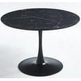 thumbnail image 1 of Black Marble Round Dining Table, 42.1" Tulip Table Kitchen Dining Table 4-6 People with MDF Table Top & Pedestal Base, Mid-Century End Table Leisure Coffee Table Office Living Room Table, 1 of 18