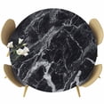 thumbnail image 1 of Black Marble Round Tablecloth, Fitted Table Cover with Elastic for 55"-60" Round Tables, Vintage Minimalism White Abstract Texture Table Cloth Outdoor Indoor Dinning Party Waterproof Tablecloths, 1 of 7