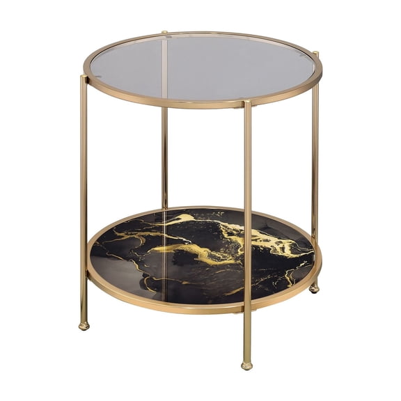 Black Marble Shelf, Metal Frame Design - Provide Additional Display and Storage Area