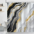 thumbnail image 1 of Black Marble Shower Curtain, Black Grey Gold Abstract Modern Shower Curtain Waterproof Polyester for Bathroom with Hooks 36"W x 72"L (Pack of 1), 1 of 5