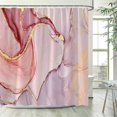 Black Marble Shower Curtain Set Gold Lines Abstract Textured Pattern Modern Bathroom r Nonslip