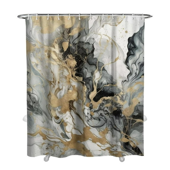 Black Marble Shower Curtains, Farmhouse Shower Curtains for Bathroom All Seasons Country Bathroom Shower Curtain Sets Waterproof Fabric Decor 72×84in with 12 Hooks