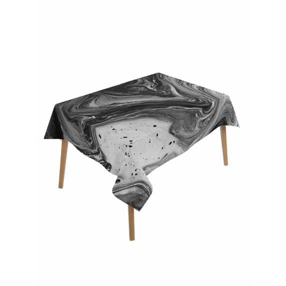 Black Marble Table Cloth, Waterproof Tablecloth for Rectangle Tables, Vintage Abstract Grey Fluid Aesthetic Reusable Washable Fabric Table Cover for Restaurant Kitchen Dining Tables 60"x102"