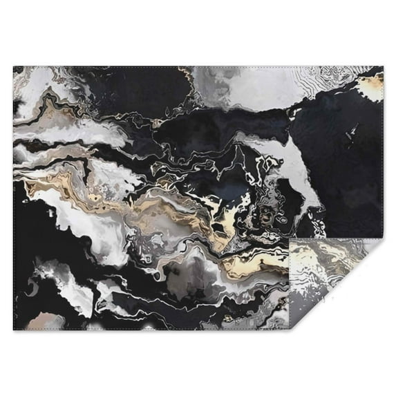 Black Marble Tablecloth,Oil Proof Spill Proof Polyester Table Cover for Rectangle Tables,Durable Table Clothes Cute Tablecloths for Camping Dining Buffet Parties