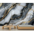 thumbnail image 1 of Black Marble Texture 3D Wall Murals Wallpaper, Abstract Golden Cracks Wall Poster Murals, Wall Painting Art Wallpaper For Living Room And Bedroom Home Decor 118"W x 83"H (Not Peel and Stick), 1 of 6