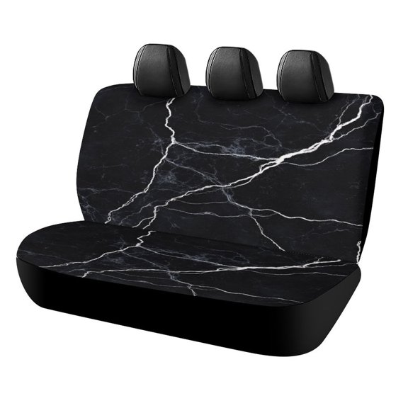 Black Marble Texture Car Rear Seat Covers Back Elastic Flexible Car Seat Covers Decorative Fits Most Cars, SUVs, Trucks And Vans