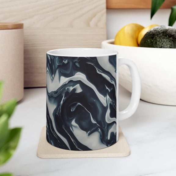 Black Marble Texture Coffee Mug, Ceramic, oz.