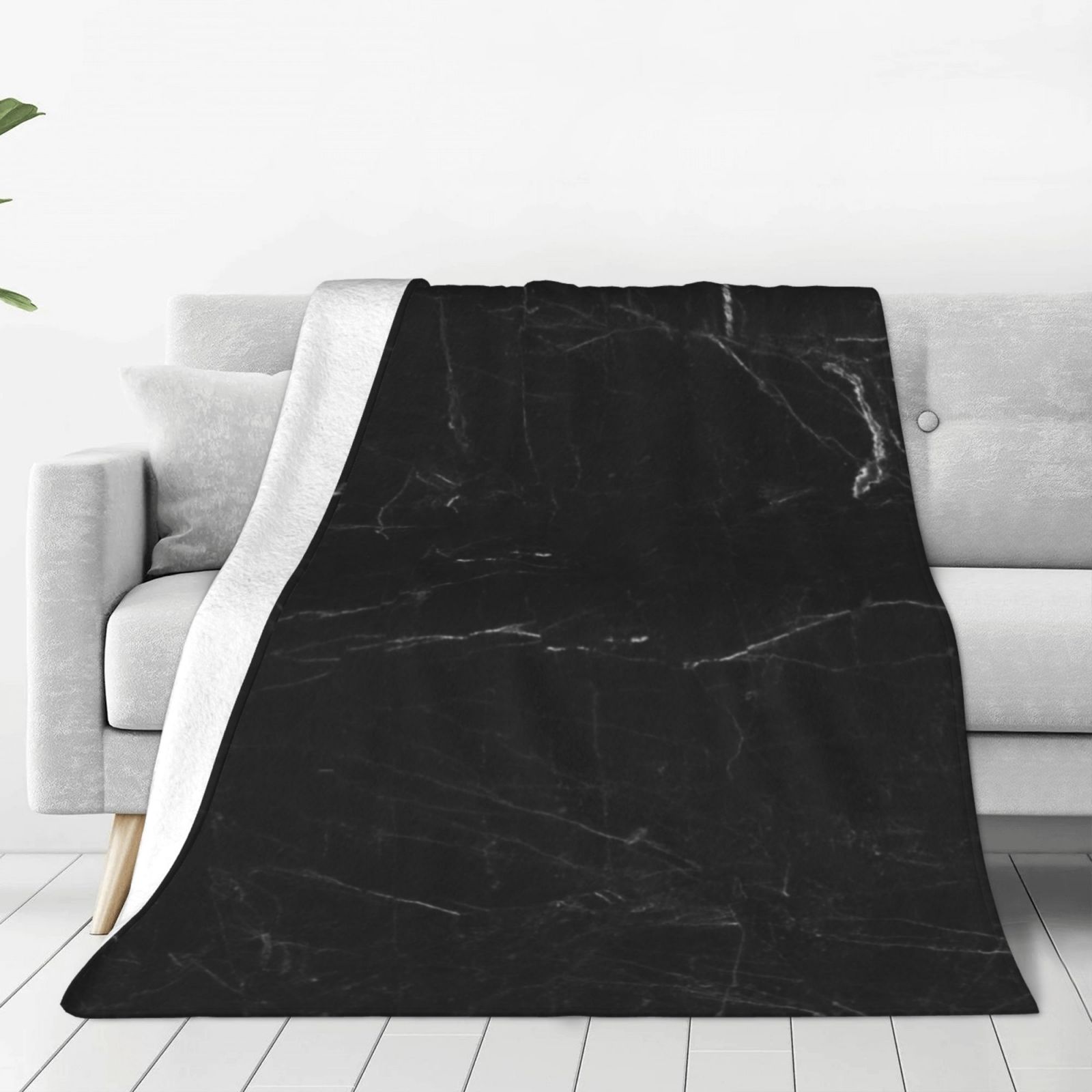 Black Marble Texture Soft Sofa Throw Blanket Warm Flannel Fleece Plush