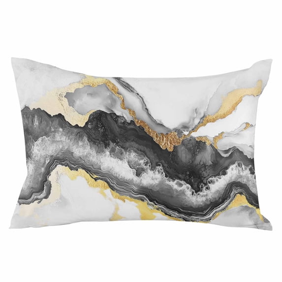 Black Marble Throw Pillow Cover 20 x 36 Inch Decorative Pillow Cover Modern Gradient Abstract Waves Texture Lumbar Pillowcase Seasonal Rectangle Cushion Case for Couch Sofa Bed Living Room