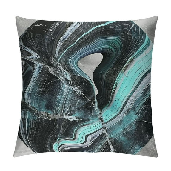 Black Marble Throw Pillow Covers , Blue Crack Grey Pillow Covers, Gray Abstract Marbling Metallic Texture Cushion Covers, Geometric Boho Hippie Fluid Decorative Pillow Covers