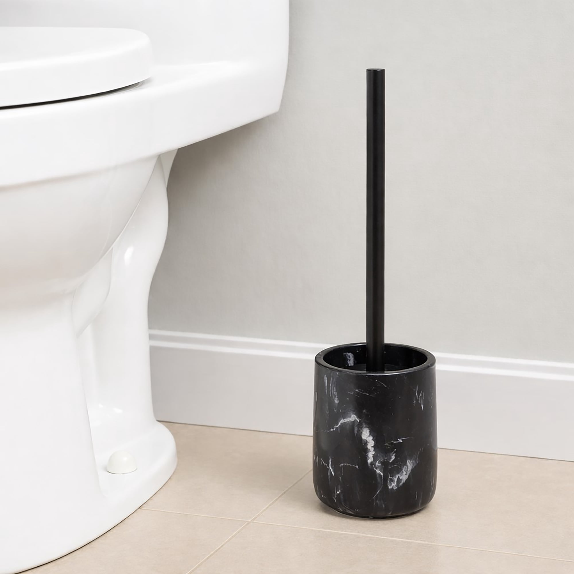 Black Marble Toilet Brush and Holder Set