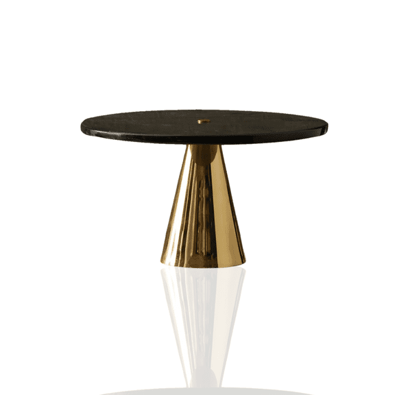 Black Marble Serving Stand with Brass Base, Cake Stand Dessert Display Tray