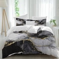 thumbnail image 1 of Black Marble Twin Size Comforter Set, Vintage Abstract Gradient Black White Marble Gold Crack Bedding for All Seasons, 4 Pcs Bed Set, 1 Quiltcover (68"x86") ,1Sheet(67"x116"), 2Pillowcases (30"x20"), 1 of 9