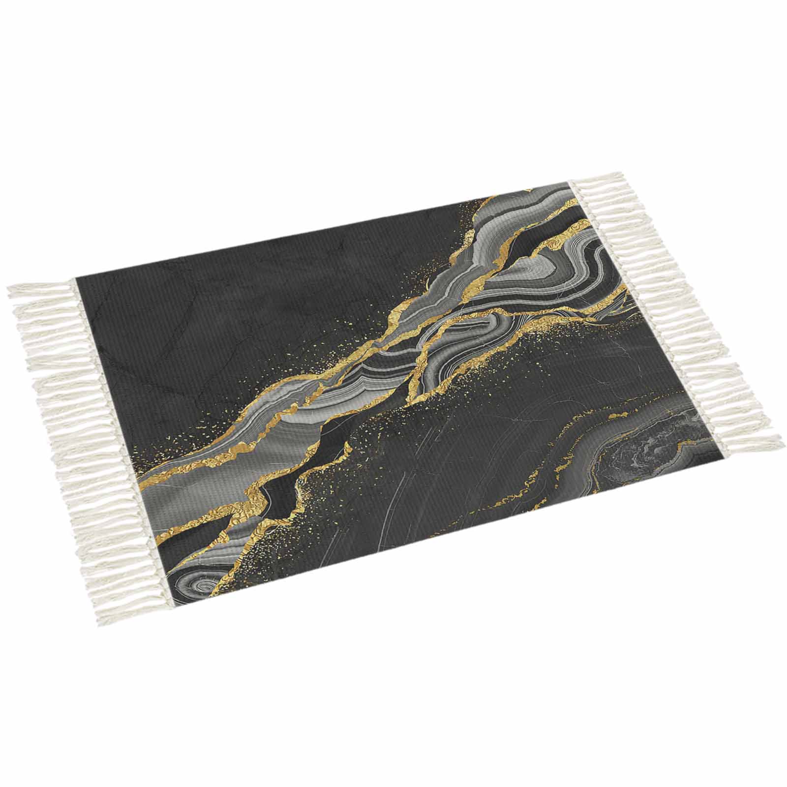 Black Marble Washable Bath Rug - 2x3 Entry Rug Washable Indoor Bathroom ...