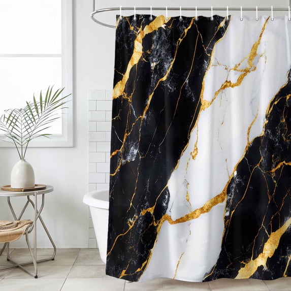 Black White And Gold Shower Curtain