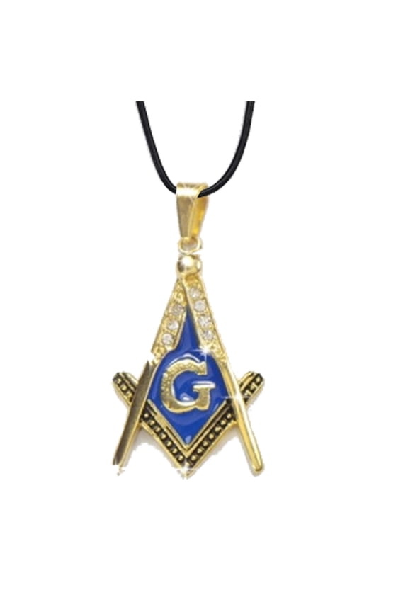 Black Masonic Steel Dog Tag Square & Compass Freemason Pendant