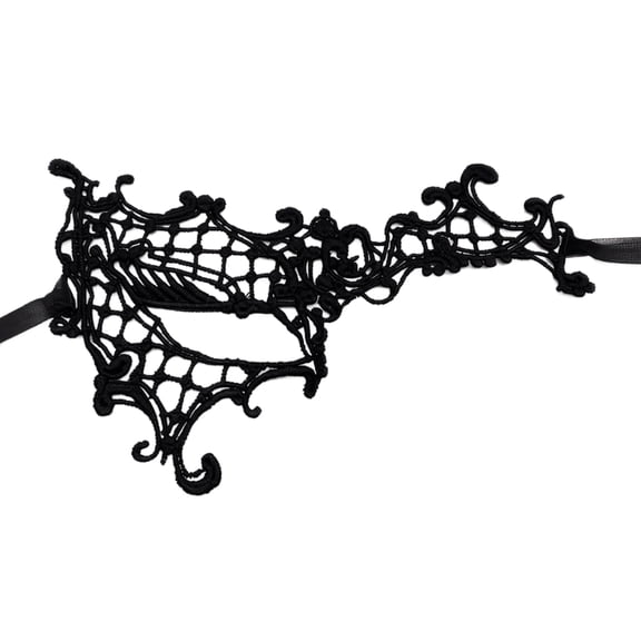 Black Masquerade Mask, Lace Half Face Accessory for Women, Ideal for Halloween, Masquerade Parties, Burlesque, Prom, Delicate Ornate Filigree Design, 7X5 In, 1 Pack