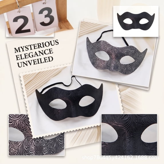 Black Masquerade Mask for Halloween Party, Half Mask Eye Mask with Elastic Strap for Masquerade Party, Gift for Women Halloween Decorations Party