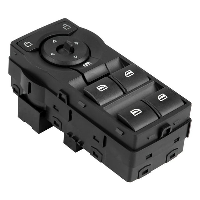 Black Master Power Window Control Switch with Red Illumination for