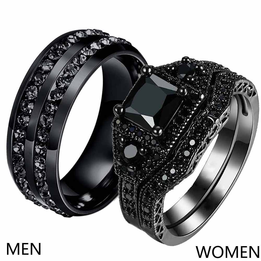 Fashion Black Wedding Rings for Men/Women CZ Couple Ring 316L Stainless  Steel Engagement Jewelry - AliExpress