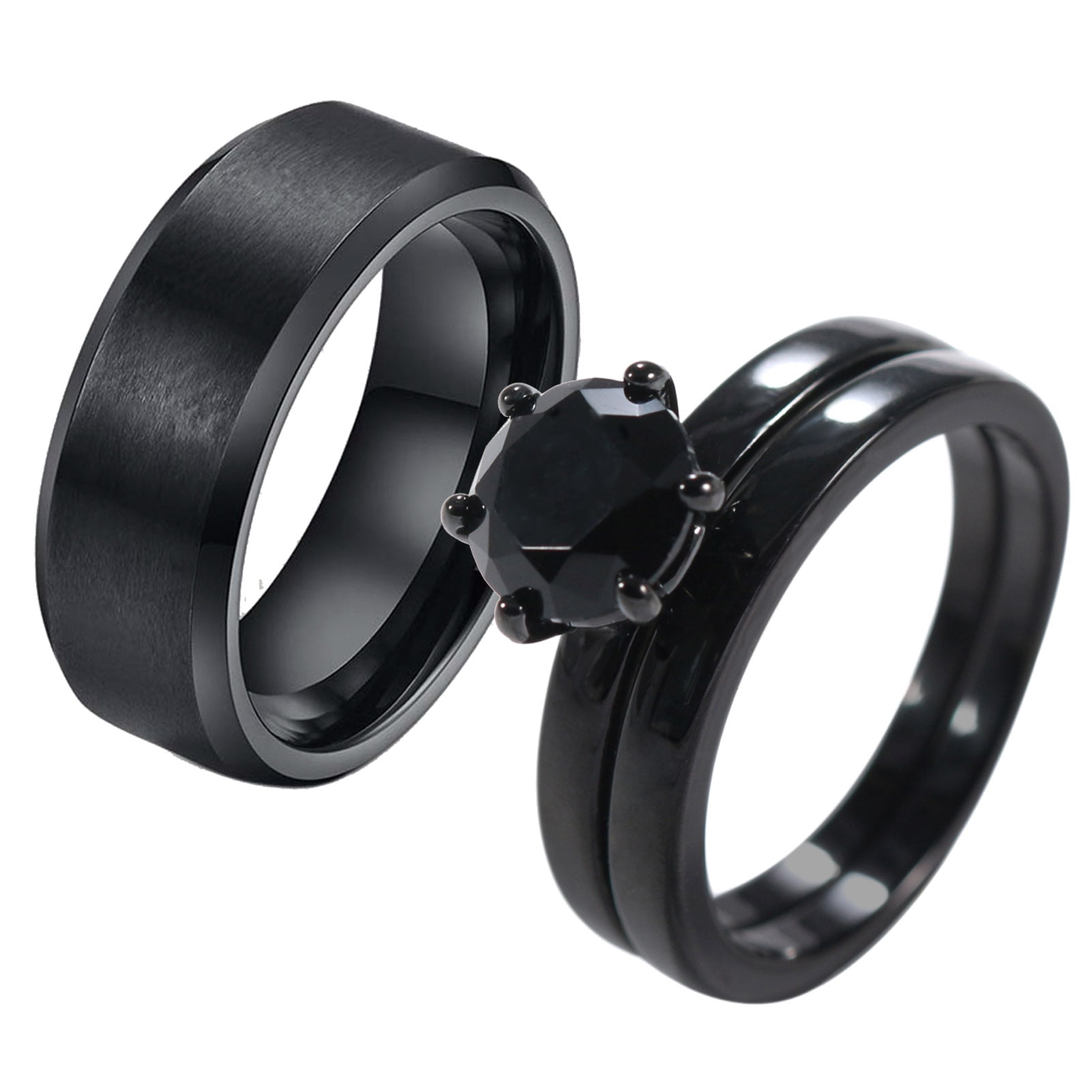 Black couple 2024 ring set