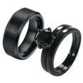 thumbnail image 1 of Black Matching Rings His and Hers Ring Couple Rings Wedding Ring Set for him and Her Womens Ring Men Ring, 1 of 7
