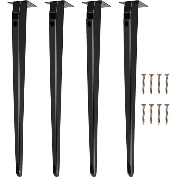 Black Matt Ironwork Design, Hairpin Table Legs 28 Inch - Adjustable Furniture Legs for Coffee Tables, Benches, and Shelves - Rust-Resistant Metal Legs with Hidden Wire Holes (Set of 4)