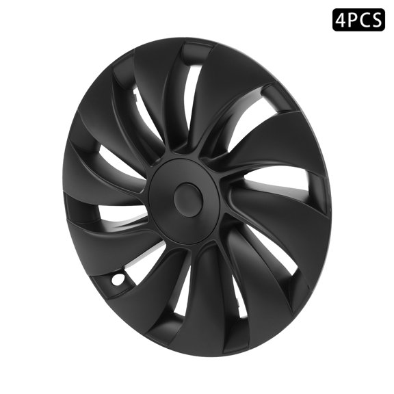 Black Matte Black 19-Inch Hubcaps for the 2025-2026 Tesla Model Y Juniper, Full-Coverage Wheel Covers, Snap-On Rim Protectors
