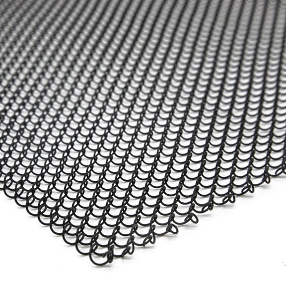 Black Matte Fireplace Screen Mesh Curtain LegendFlame 23 High 48 Combined Width, Two Panels No Gaps, Scroll Detailing, SP62-23, black