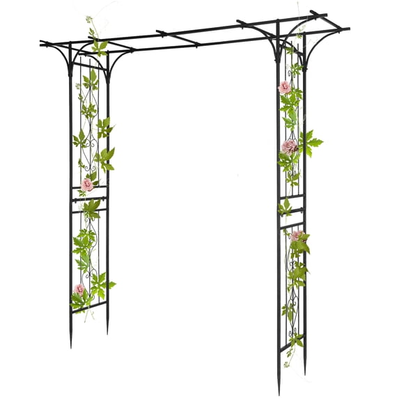Black Matte Iron Garden Arch Trellis for Climbing Plants