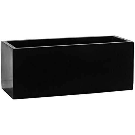 Black Matte Rectangle Flower Pot Modern Rectangular Balcony and Window Planter Box, 8" H x 8" W x 20" L - The Essentials Series$$Garden & Patio