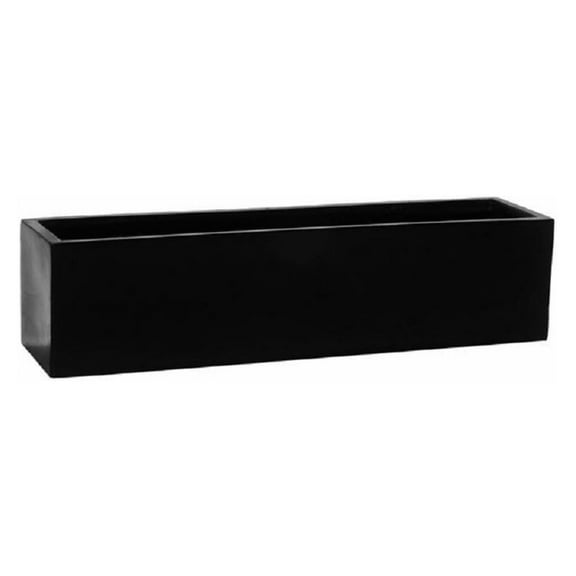Black Matte Rectangular Planter Box for Outdoor Plants - Long Rectangle Modern Outdoor Flower Pot 8H x 8W x 31.5L
