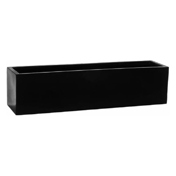 Black Matte Rectangular Planter Box for Outdoor Plants - Long Rectangle Modern Outdoor Flower Pot  8H x 8W x 31.5L