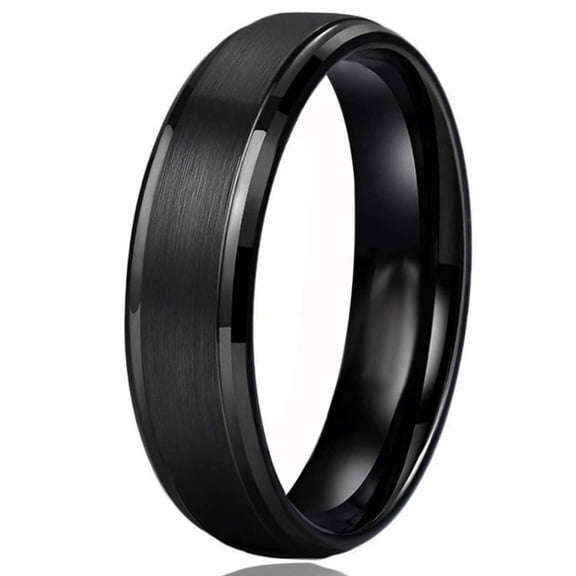 Black Matte Sand Surface Tungsten Steel Ring Simple Couple Ring