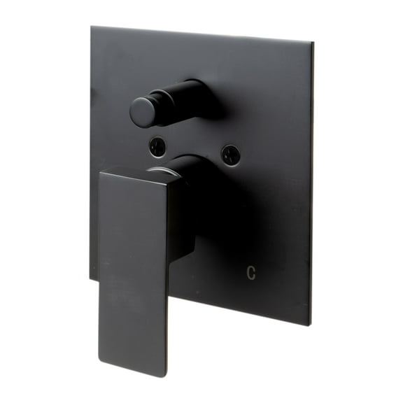 Black Matte Shower Valve with Square Lever Handle and Diverter