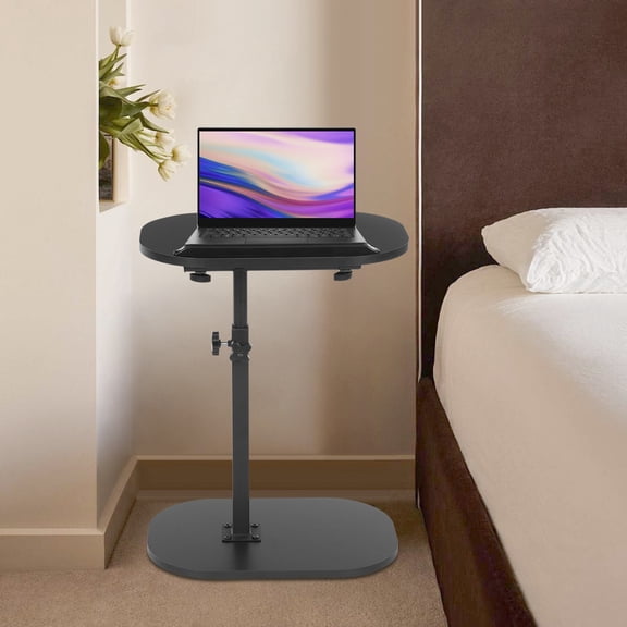 Black Mdf 17.7x11.8-Inch c-Shaped Side Table Can Lift And Turn Over The Sofa