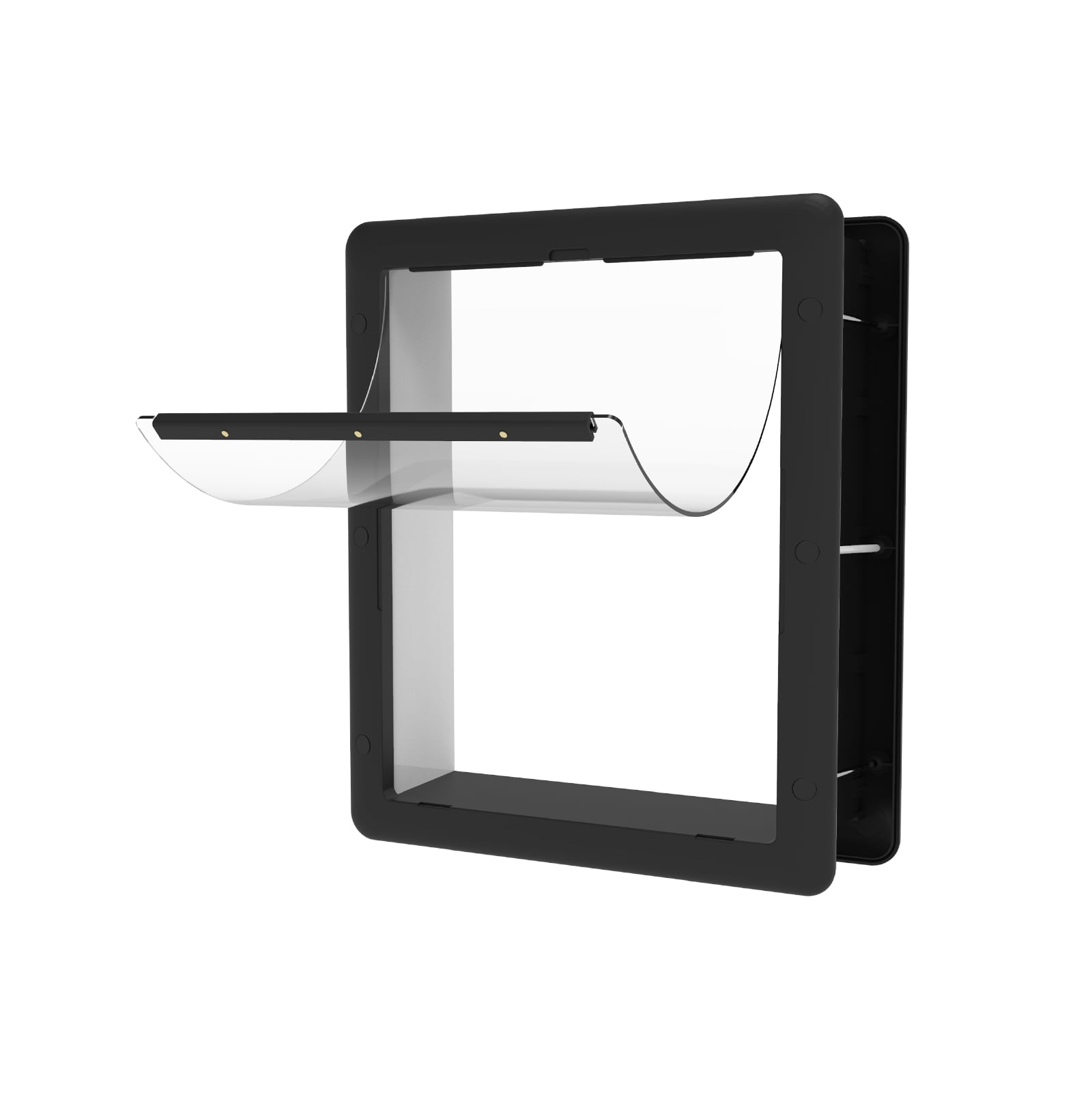 Black Med Pet Door for Screens, Doors & Walls up to 2.76" Thick, for Dogs and Cats up to 42 lbs