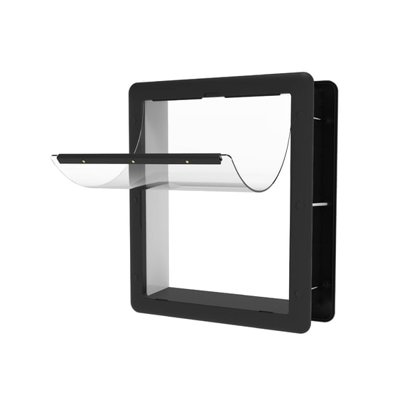 Black Med Pet Door for Screens, Doors & Walls up to 2.76" Thick, for Dogs and Cats up to 42 lbs
