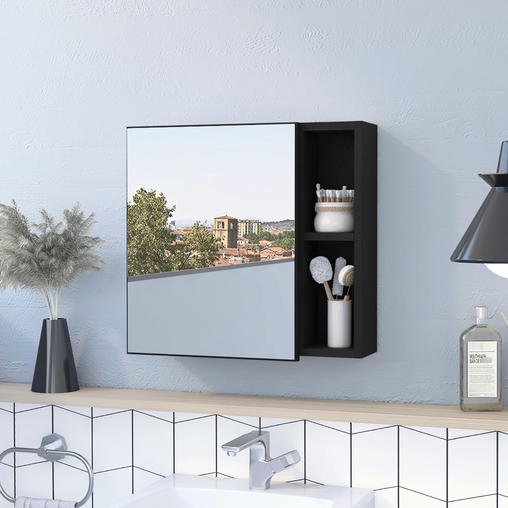 Visual Reference: Black Medicine Cabinet 3 Internal Shelving Units
