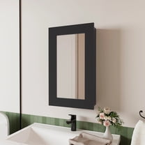 Black Medicine Cabinet with Included Mirror,Black Particle Board Bath Faucets Bathroom Storage
